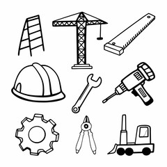 construction icons set