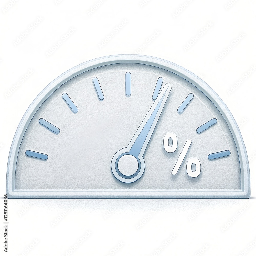 Poster a gauge displaying a percentage, indicating measurement or performance levels, typically used in dat