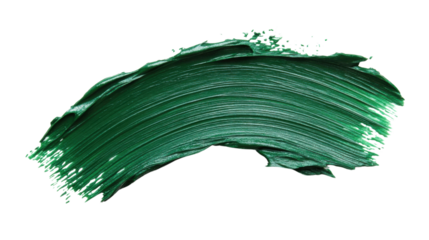 Green paint brush stroke on transparent background