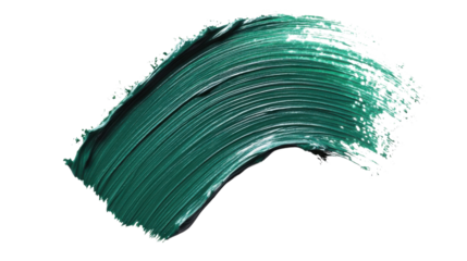 Green paint brush stroke on transparent background