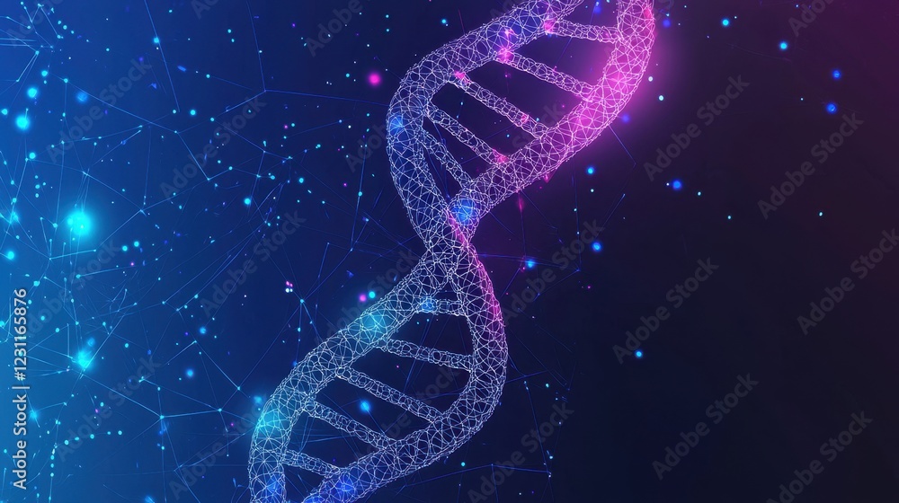 Aufkleber abstract digital representation of dna helix structure in space