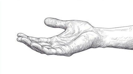 Detailed Hand Illustration on White Background for Artistic Use