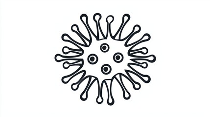 Black and White Abstract Representation of Microorganism Structure