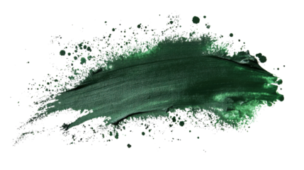 Green metallic paint stroke with transparent background
