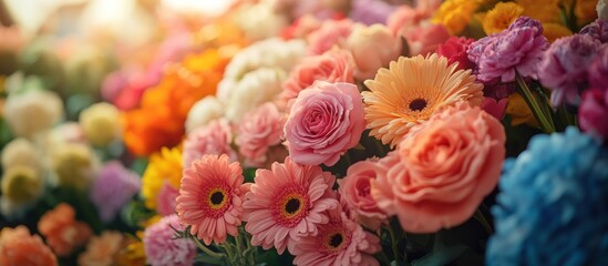 Naklejka premium Colorful floral arrangement with various flowers.