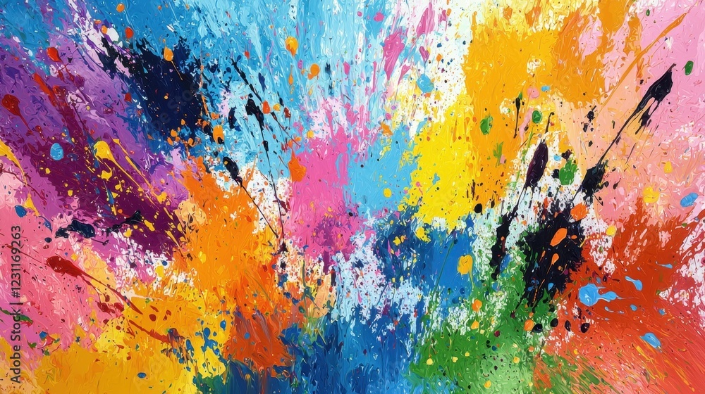 Aufkleber vibrant abstract color explosion on canvas with splashes of paint