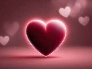 Glowing Heart of Love: A radiant heart glows with a warm, inviting light against a softly blurred, romantic pink background, symbolizing the universal language of love and affection.
