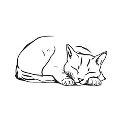 cat sleeping outline vector design element
