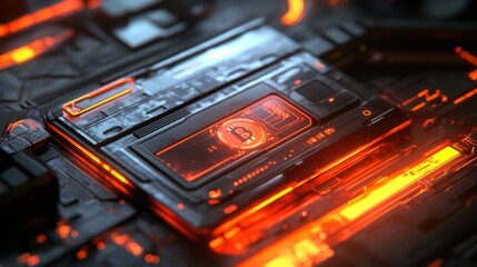 Obraz premium Glowing Bitcoin Circuit Board Abstract Technology Background