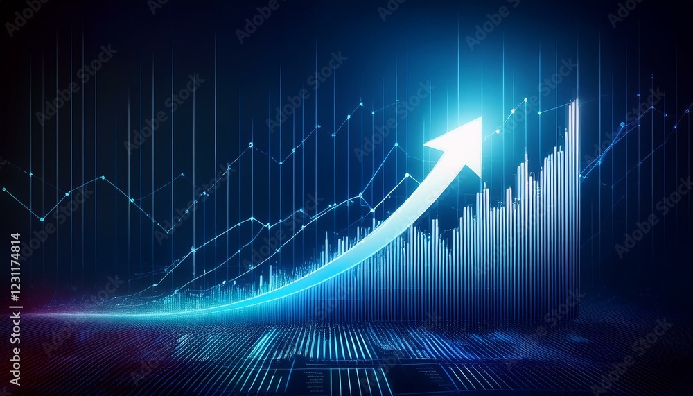 Aufkleber graph with arrow. growth arrow up and progress success business skill increase improvement graph on 