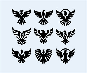 Eagle wings set. Collection of eagle wings. Vector illustration.