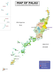 Obraz premium Australian Countries Geography Political map. Political map of country with capital, province or state capital, major cities and town.