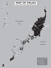 Australian Countries Geography Political map. Political map of country with capital, province or state capital, major cities and town.