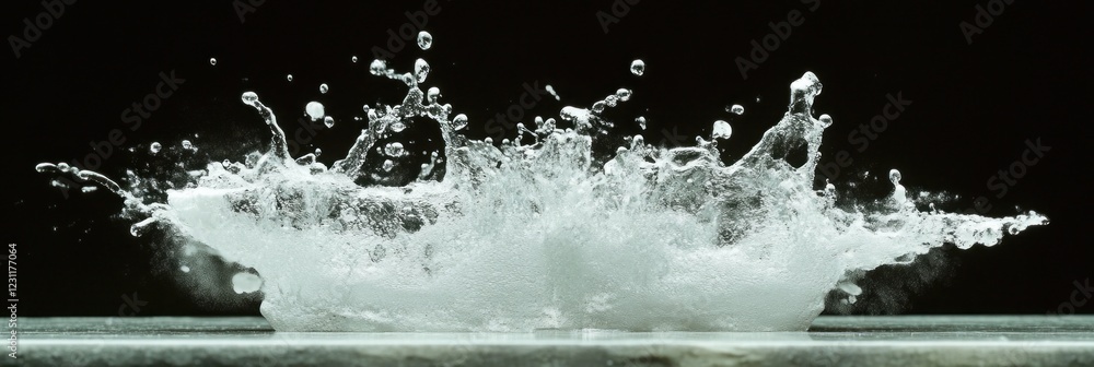 Poster dynamic water splash on black background high-resolution image