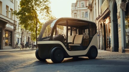 Fototapeta premium Low-impact electric car rentals promoting zero-emission urban travel