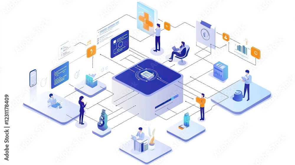 Poster digital transformation change management, internet of things. new technology bigdata and business pr