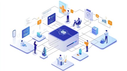 Obraz premium Digital transformation change management, internet of things. new technology bigdata and business process strategy, customer service management, cloud computing, smart industry. Ai technology.