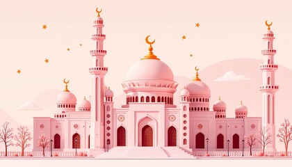 Fototapeta premium Serene Pink Mosque under a Starlit Sky