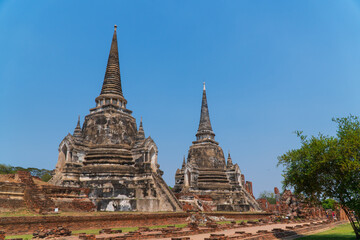 Fototapeta premium Wat Phra Si Sanphet in Ayutthaya Historical Park, Ayutthaya, Thailand.