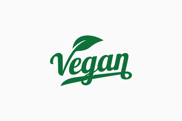 vegan lettering logo with sprouts on the letter v