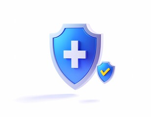 Obraz premium Two shields symbolizing health protection and validation against a pure background