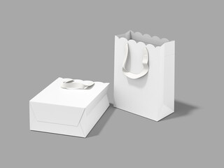 White Blank Two Paper Bag Mockup 3D Render