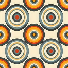 Fototapeta premium A vibrant circular pattern featuring concentric circles in warm colors on a light background.
