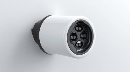 White electric vehicle charging connector mounted on a wall.