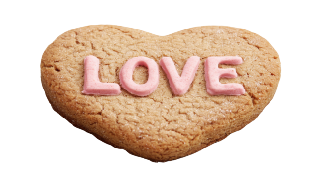 Heart-shaped cookie showing love on transparent background
