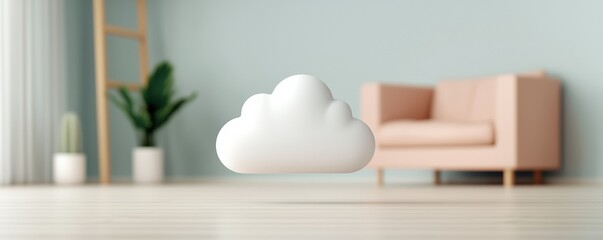 A modern living room showcasing a floating cloud decor against a stylish backdrop.