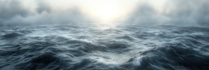 Turbulent Ocean under a Cloudy Sky: A Dramatic Seascape