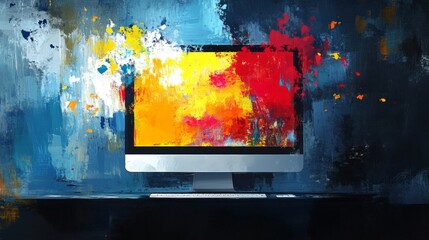 Abstract Paint Splatter on Computer Screen