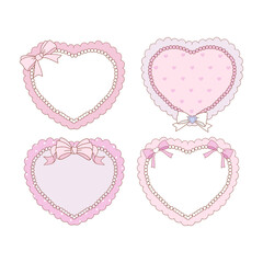 Valentine s day frames collection with hand drawn whimsical heart frames in coquette style  graphic set light pink pastel color style vector 15