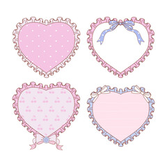 Valentine s day frames collection with hand drawn whimsical heart frames in coquette style  graphic set light pink pastel color style vector 16