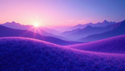 Obraz premium Soft focus lens captures the serene atmosphere of a blue-purple gradient landscape, atmospheric effects, blue-purple gradient