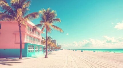 Naklejka premium Ideal digital backdrop featuring the lively atmosphere of Miami Beach.