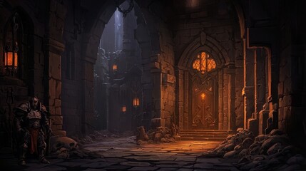 Fototapeta premium Explore the depths of the underground dungeons in this captivating game art.