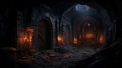 Experience the eerie atmosphere and intricate designs of dungeon environments.