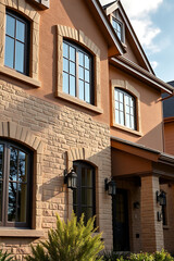Obraz premium Luxury Home Exterior: Brick Facade, Elegant Design, and Modern Architecture