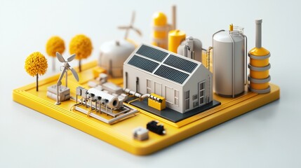 A vibrant model showcasing sustainable energy and modern industrial design.