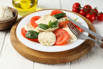 Salad Caprese, concept of tasty and delicious food