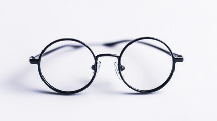 Stylish Black Round-Frame Eyeglasses for Trendy Students and Fashion-Conscious Individuals on White Background