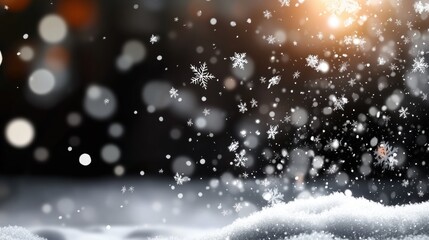 Obraz premium Winter wonderland snowflakes falling outdoor scene nature serene environment close-up view magical atmosphere