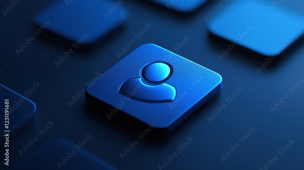 Aufkleber modern blue user icon in clean interface background: symbolizing profiles and communication in techn