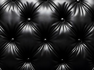Naklejka premium Tufted black leather texture showcasing luxurious and refined patterns, perfect for backgrounds, interior designs, and elegant concepts. A symbol of sophistication, quality, and timeless style.