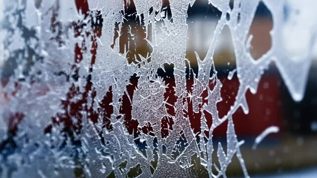 Intricate Frost Patterns on Glass Window