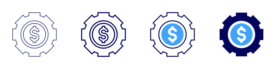 Asset management icon in 4 different styles. Thin Line, Line, Bold, and Bold Line. Duotone style. Editable stroke