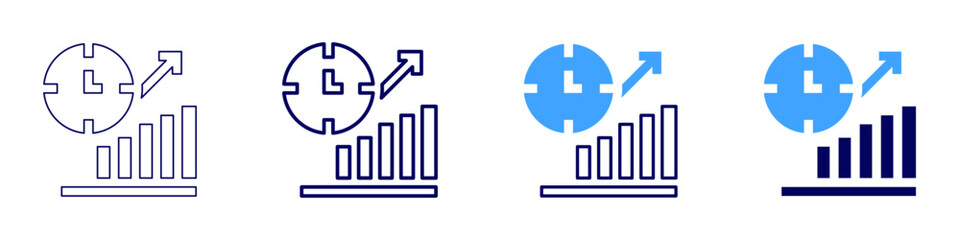 Bar chart icon in 4 different styles. Thin Line, Line, Bold, and Bold Line. Duotone style. Editable stroke