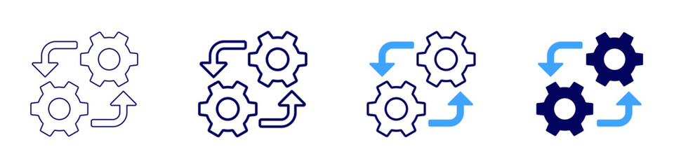 Configuration icon in 4 different styles. Thin Line, Line, Bold, and Bold Line. Duotone style. Editable stroke