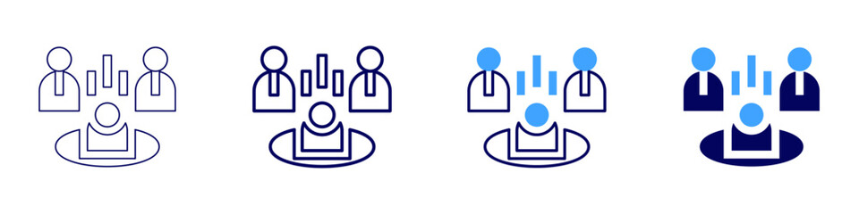 Fired icon in 4 different styles. Thin Line, Line, Bold, and Bold Line. Duotone style. Editable stroke